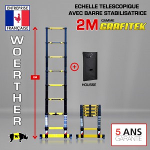 ECHELLE TELESCOPIQUE 2M GRAFITEK + HOUSSE