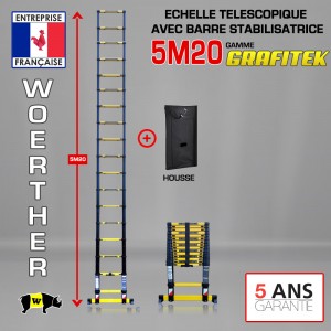 ÉCHELLE TÉLESCOPIQUE 5M20 GRAFITEK AVEC HOUSSE