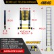ÉCHELLE TÉLESCOPIQUE 4M40 GRAFITEK AVEC BARRE STABILISATRICE + HOUSSE