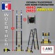 ECHELLE ESCABEAU WOERTHER DOUBLE FONCTIONS, GAMME GRAFITEK 4.40M/2.20M - AVEC SAC A OUTILS