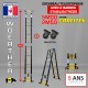 ECHELLE ESCABEAU WOERTHER 2 FONCTIONS 2 BARRES STABILISATRICES, GAMME GRAFITEK 5M/2.5M - AVEC ROULETTES