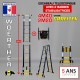 ECHELLE ESCABEAU WOERTHER DOUBLE FONCTIONS DOUBLE BARRES STABILISATRICES, GRAFITEK 4.40M/2.20M - AVEC SAC A OUTILS