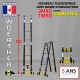 ECHELLE ESCABEAU WOERTHER DOUBLE FONCTIONS, GAMME GRAFITEK 3M80/1.9M - PACK BASIQUE
