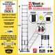 ÉCHELLE-TELESCOPIQUE-3,2M + HOUSSE, SAC A OUTILS ET ROULETTES