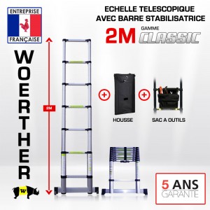 ECHELLE TELESCOPIQUE 2M CLASSIC + HOUSSE ET SAC A OUTILS