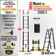 ECHELLE ESCABEAU WOERTHER DOUBLE FONCTIONS, GAMME GRAFITEK 3M20/1.6M - AVEC HOUSSE