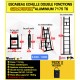 ECHELLE ESCABEAU WOERTHER DOUBLE FONCTIONS, GAMME GRAFITEK 3M20/1.6M - AVEC HOUSSE