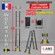 ECHELLE ESCABEAU WOERTHER DOUBLE FONCTIONS DOUBLE BARRES STABILISATRICES, GAMME GRAFITEK 5M/2.5M - AVEC HOUSSE ET SAC A OUTILS