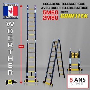 ESCABEAU WOERTHER DOUBLE FONCTIONS, GAMME GRAFITEK 5.60M/2.8M - PACK BASIQUE